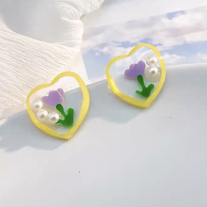 Love flower Yuan creation design fashion Korean version beautiful girl earrings