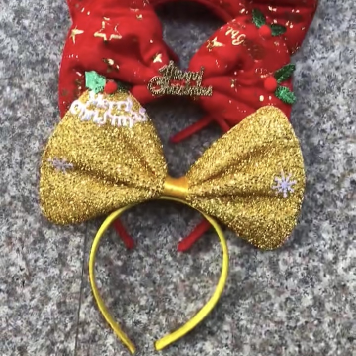 圣诞节头饰头扣带灯大蝴蝶结闪光