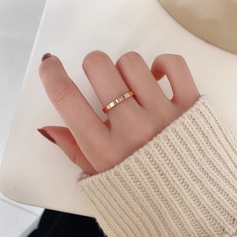 Stainless steel ring, simple and fashionable index finger ring for women, Korean version of Jieya steel decoration