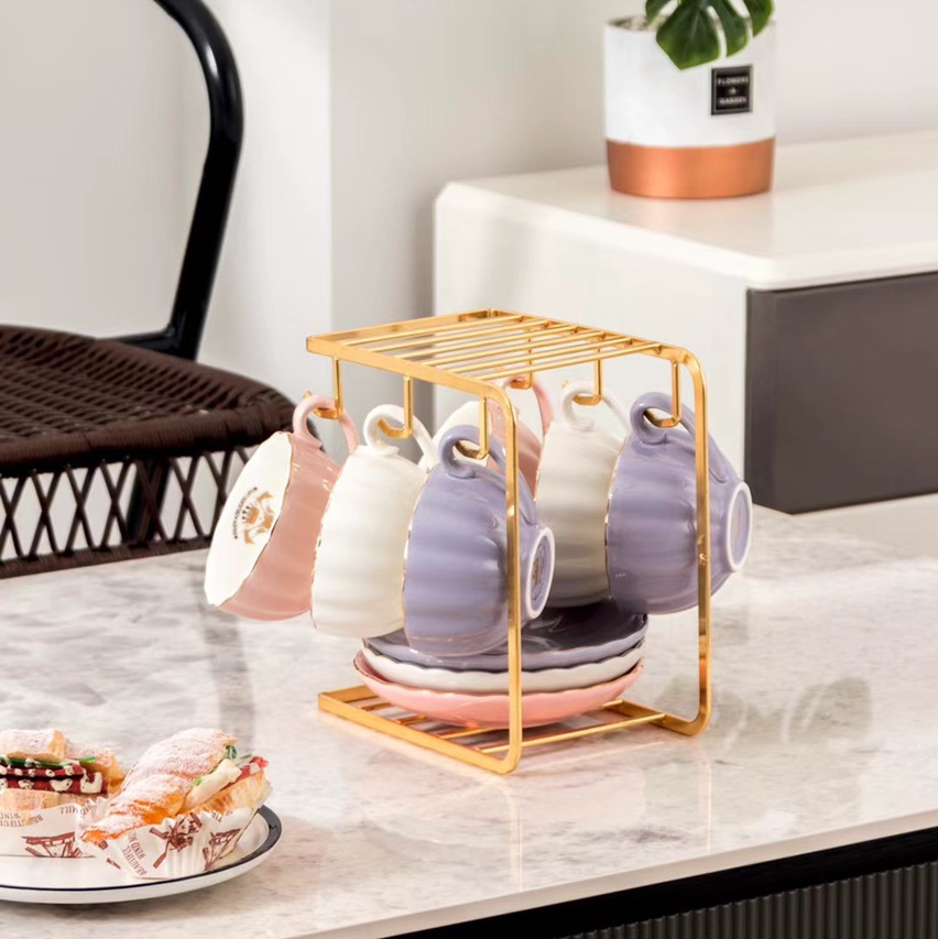 Home macaron ceramic coffee cups and plates, creative and trendy Korean water sets, water bottles, pumpkin-shaped cups and plates, hand-painted