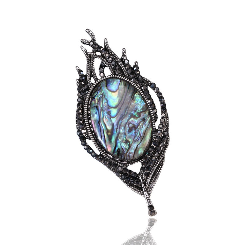 Hot fashion temperament natural abalone shell feather brooch Europe and the United States