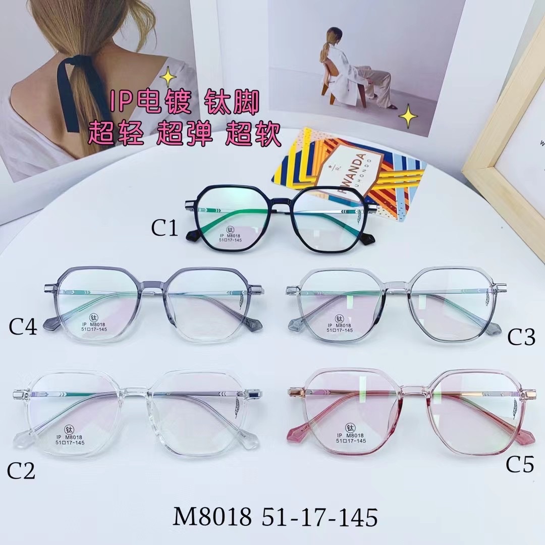 M8018超轻钛近视眼镜女小红书多边形网红素颜圆脸瘦韩版潮金属框架眼镜详情图1