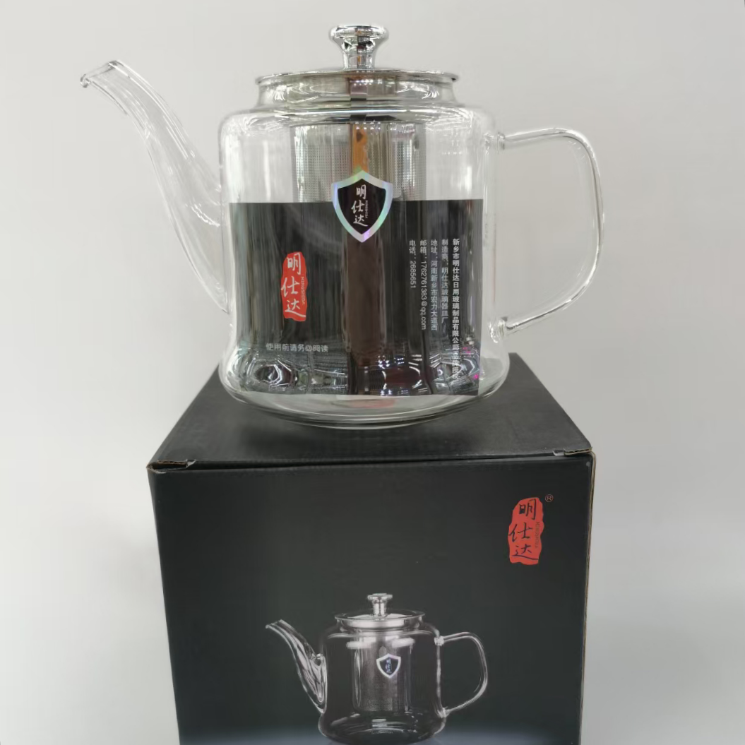 MSD-DF1200耐高温高硼玻璃茶壶带钢漏1200ml
