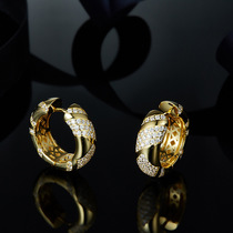 Micro inset diamond Apm high version engraved geometric circle small earrings female fashion temperament