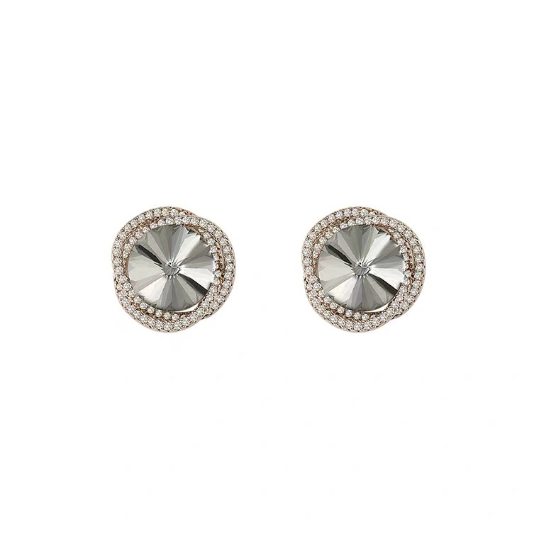 Crossed diamond four-leaf clover earrings