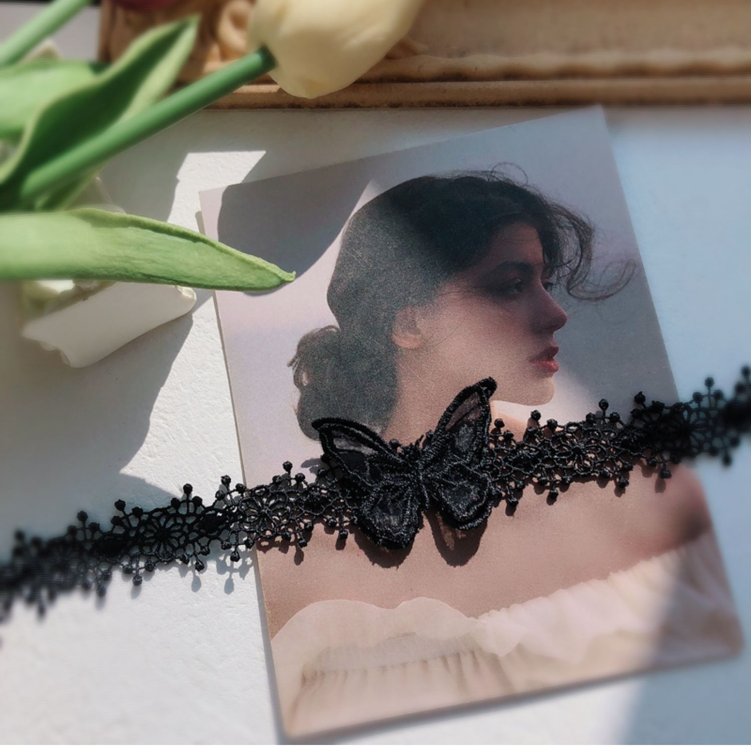 FLY819 Korean black velvet lace three-dimensional butterfly choker collarbone choker temperament cool neck collar collar collar