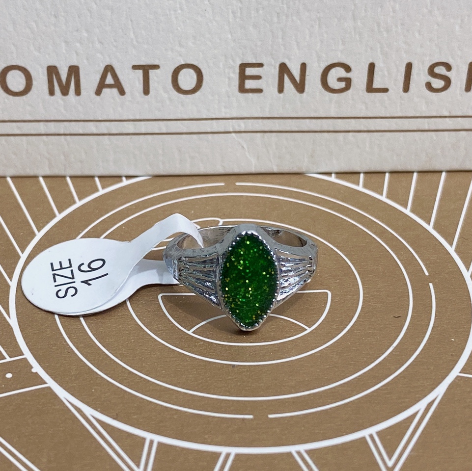 Electric platinum Ponies Eye Gold Powder Drop oil green popular fashion trend Korean women's ring