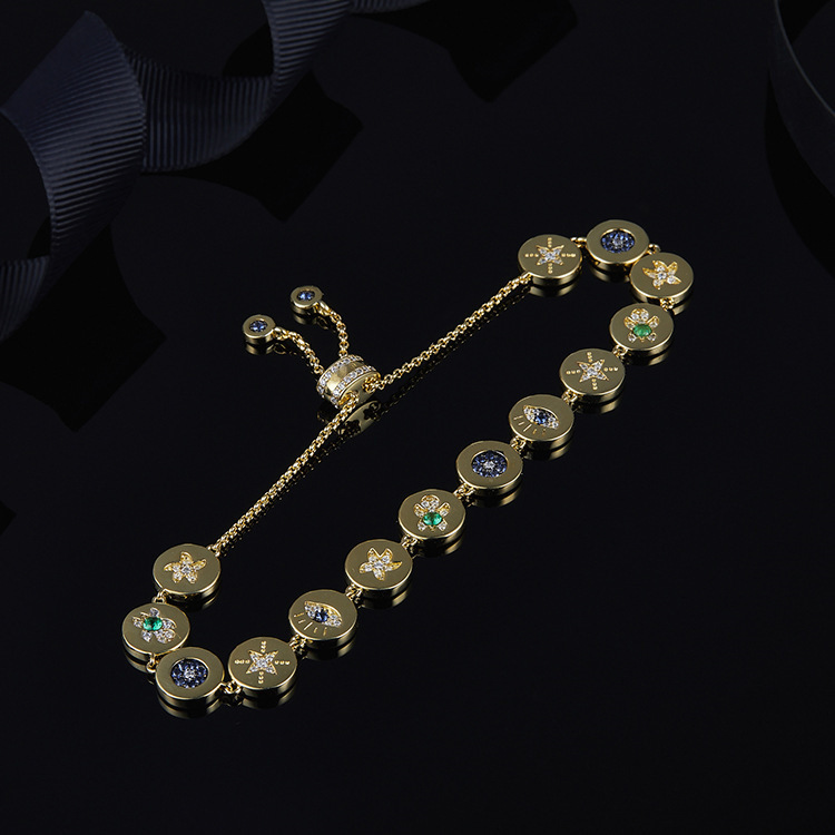 Lucky green turtle Starfish, blue crystal design, round bracelet, golden bracelet Application Scenario