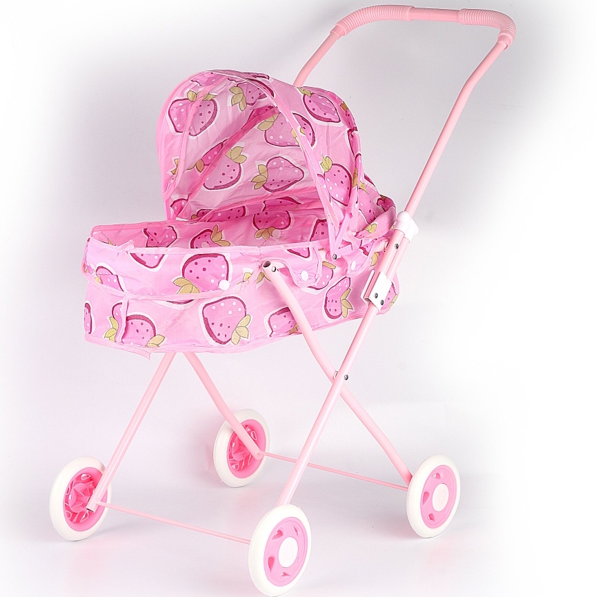 新款opp卡头袋铁制婴儿遮阳手推车 EVA轮 粉红色