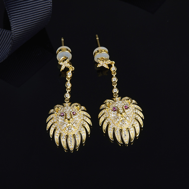 Micro Inset diamond Apm high edition replica stylish personality lion earrings