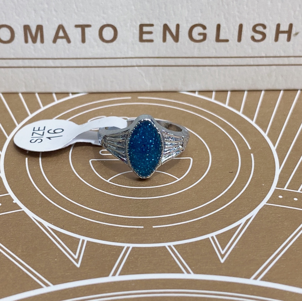 Electric Platinum Ponies Eye Gold Powder Drop oil light blue pop fashion trend Korean women's ring
