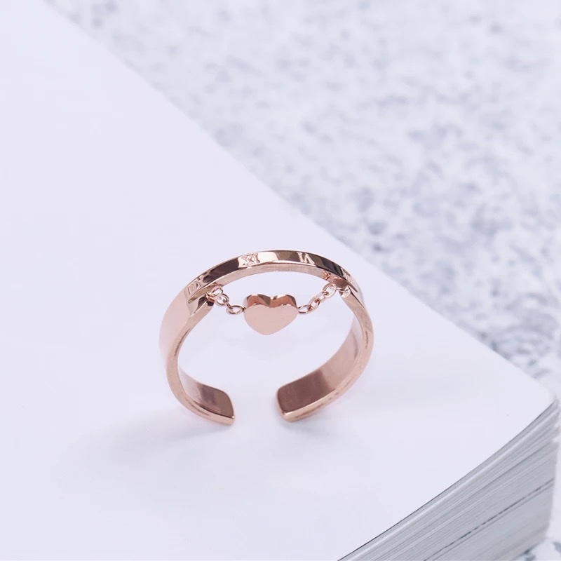 Stainless steel heart-shaped ring, simple, fashionable and elegant index finger ring, Jieya steel jewelry pic 1