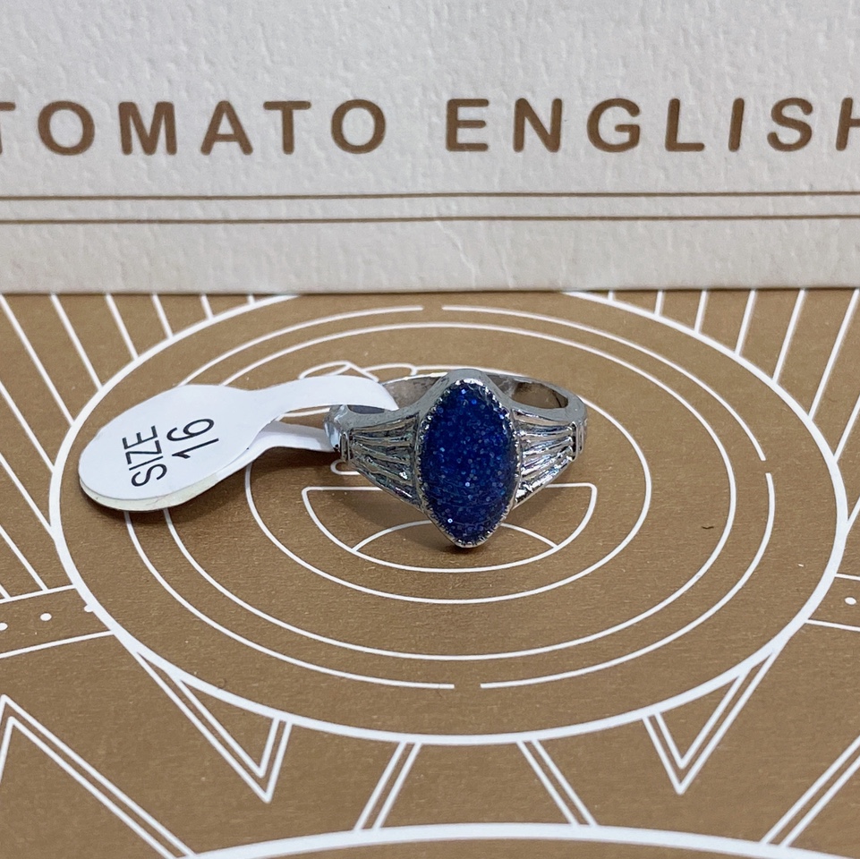 Electric Platinum Ponies Eye Gold Powder Drop oil blue Pop fashion trend Korean women's ring