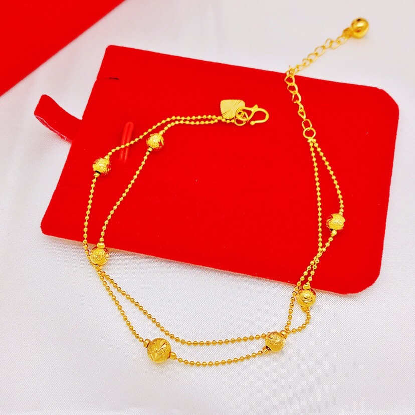 6N的鸡爪花珠子两线脚链，简单时尚大方得体产品图