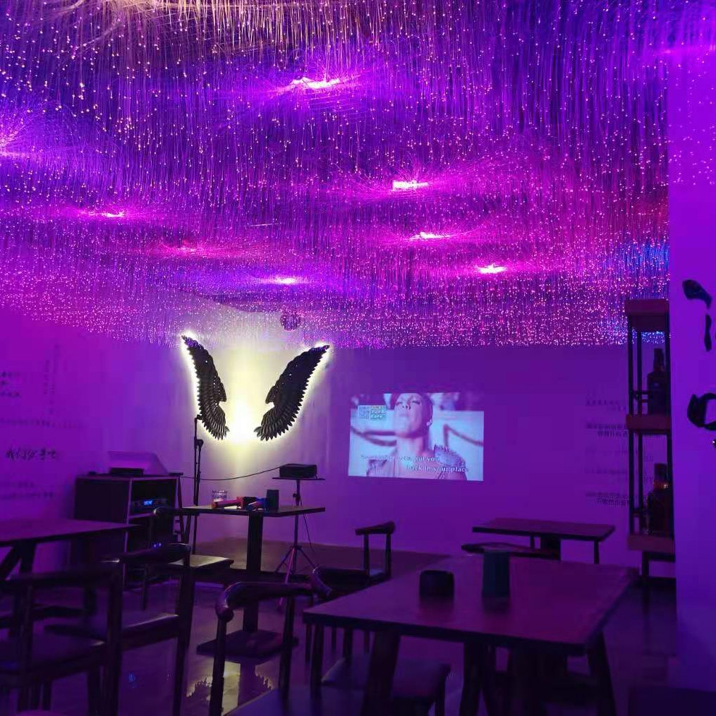 Fiber Optic Light Creative Custom Network Red Light Restaurant Bar Starry Corridor Clear Bar Fiber Optic Chandelier Starry Top Full Of Stars