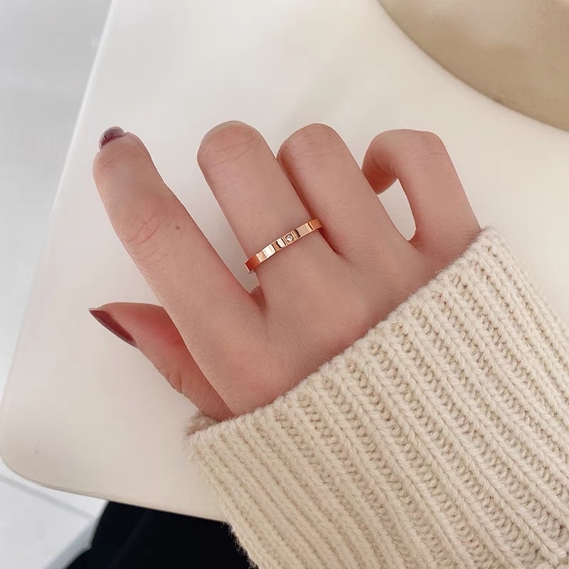 Stainless steel ring, simple and fashionable index finger ring for women, Korean version of Jieya steel decoration Specification image