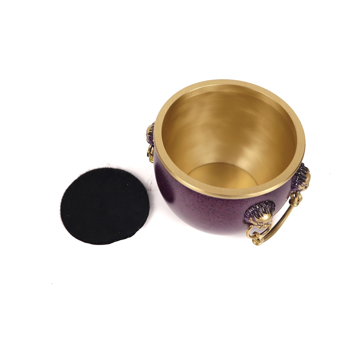 ——铜炉·【烧色狮耳大缸炉】
型号：T361蓝/T363紫
规格：外径15cm口径13.5cm