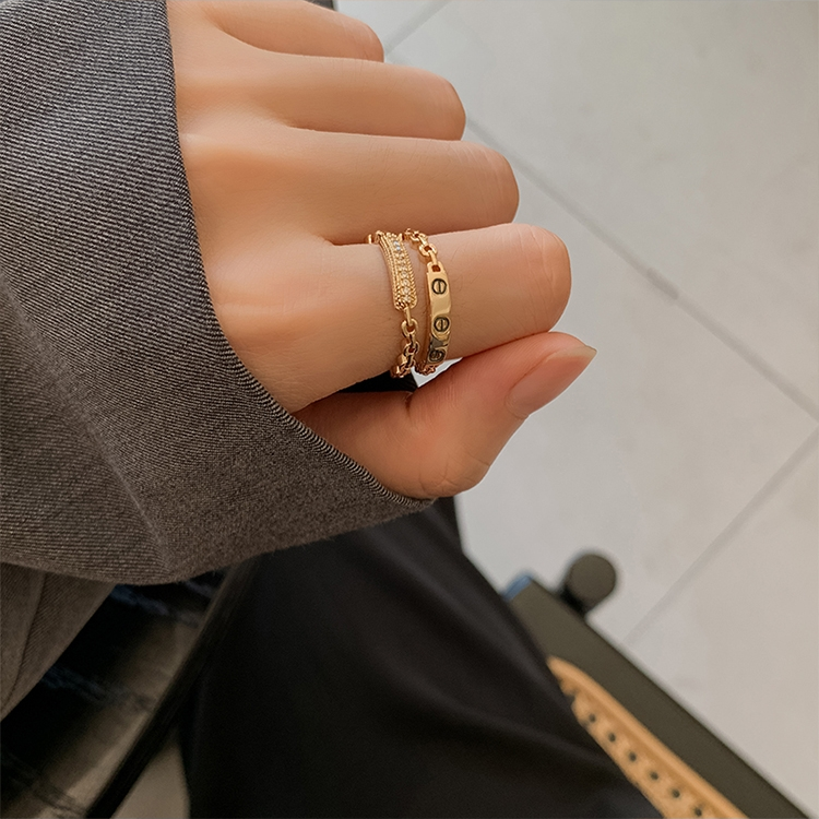 Double-layer light luxury high-end ring, women's opening personality, Instagram trendy joint ring, tail ring, internet-famous fashionable food ring