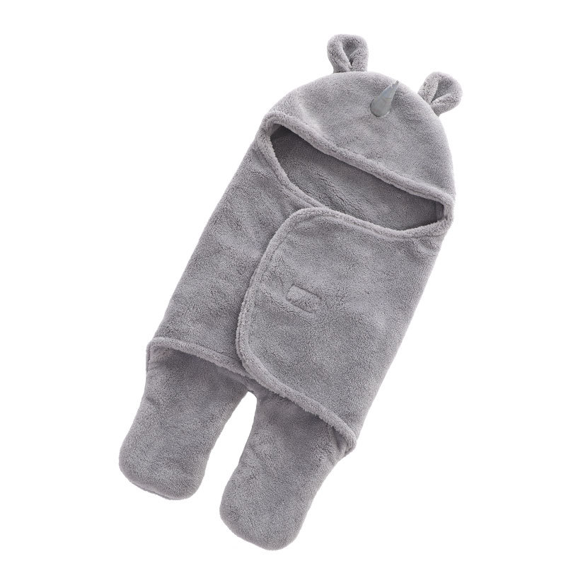 Double-layer lambskin unicorn swaddling baby blanket, plain wrapping blanket, baby warm blanket Item Picture