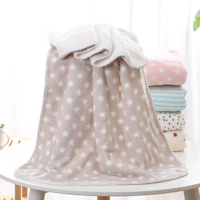 Children's nap blanket, coral fleece and lamb fleece double-layer thickened baby blanket, single person detail image 6