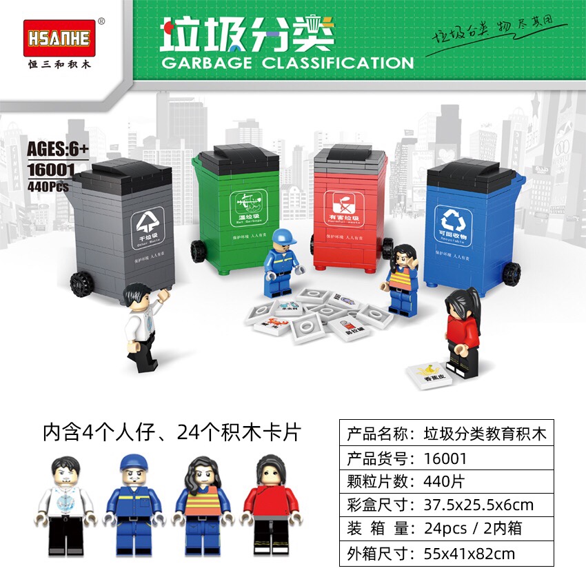 16001 Waste sorting educational building blocks,449pcs