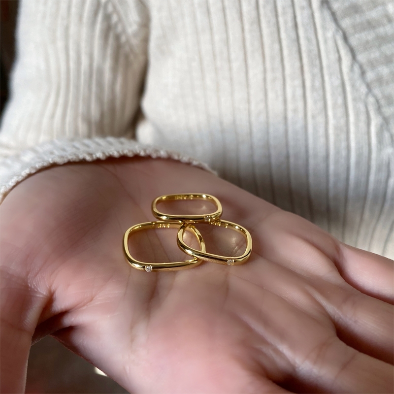 Square ring female ins fashion niche design light luxury fine ring delicate tail ring new simple cold wind