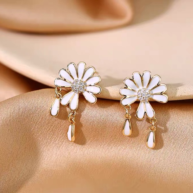 Sunflower drop oil earrings