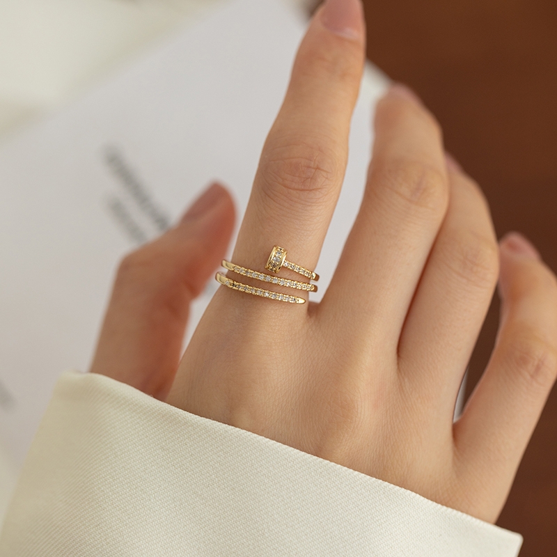 The new Instagram trendy multi-layer nail ring with a cold style features a fashionable, individual and niche design