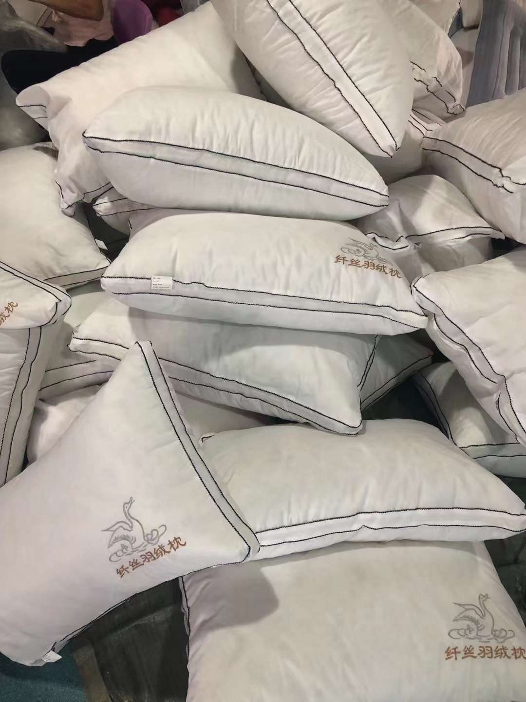 Feathered silk pillow details Picture