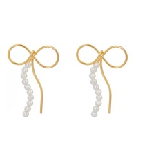 Linear bow earrings