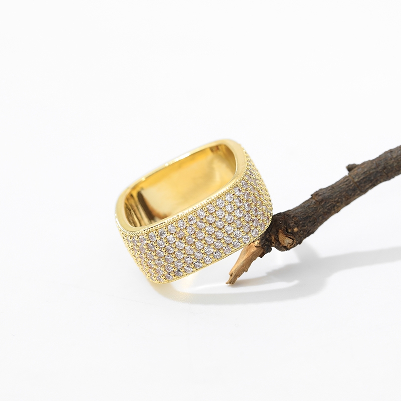 High-grade ring female ring niche design light luxury cold fashion personality index finger ring square full diamond ring 78