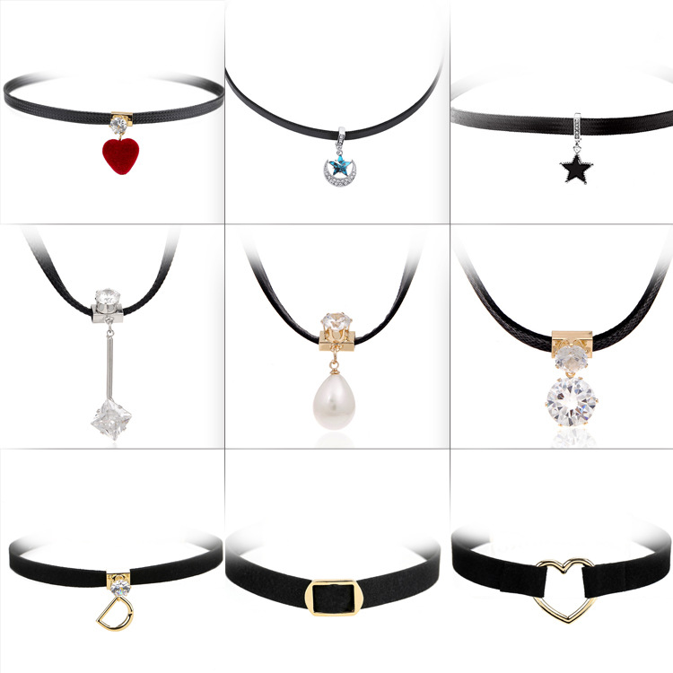 FLY909's new Harajuku retro velvet strap, leather neck strap and collar, a cross-border bestseller from Europe and America, exquisite necklace and collarbone chain accessories Item Picture