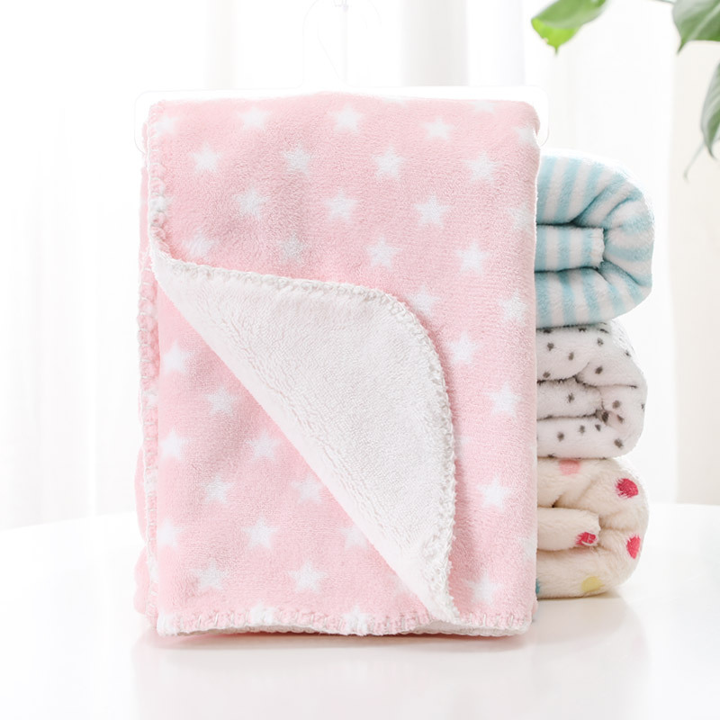 Children's nap blanket, coral fleece and lamb fleece double-layer thickened baby blanket, single person detail image 5
