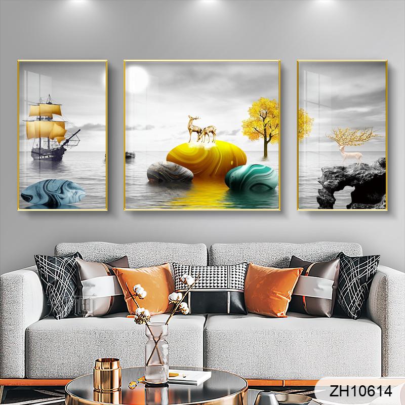 Modern simple abstract American gold leaf oil painting living room decorative painting thumbnail