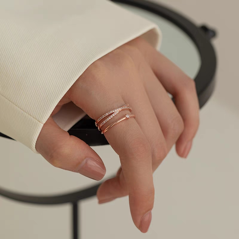An open ring for women, a fashionable and individualistic stacked index finger ring, a new trendy Japanese light luxury decoration that can be adjusted Specification image
