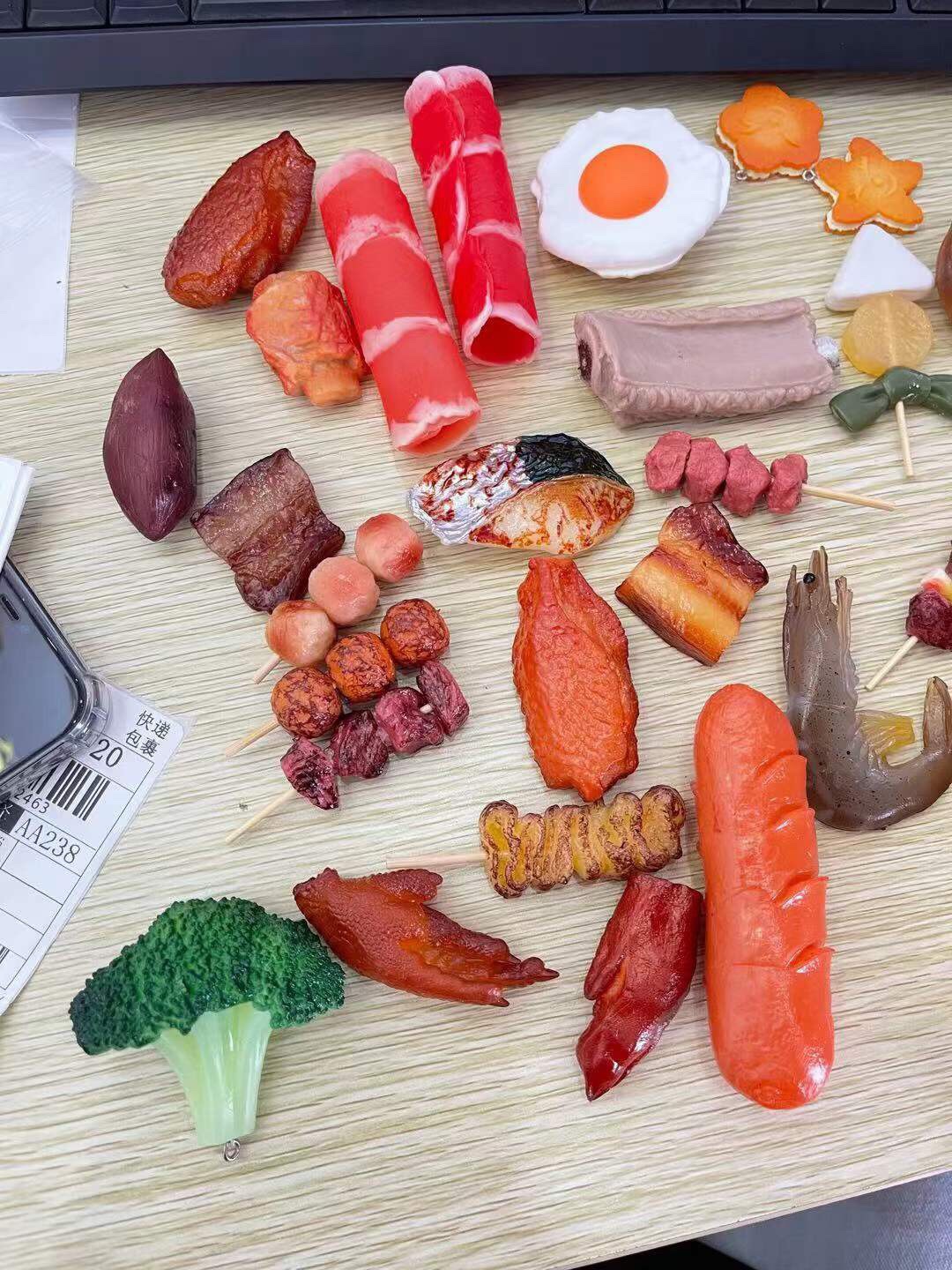 Simulated food hair clips, grilled skewers, grilled meat, chicken wings, vegetables, edamame, creative and funny clip headwear details Picture