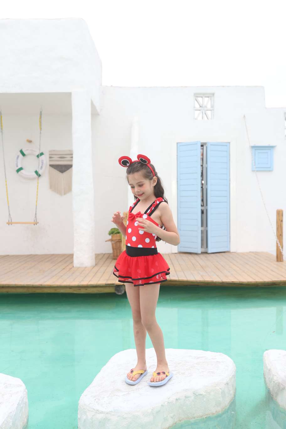 Cute Polka Dot Girls One-Piece Swimsuit 2031# Application Scenario