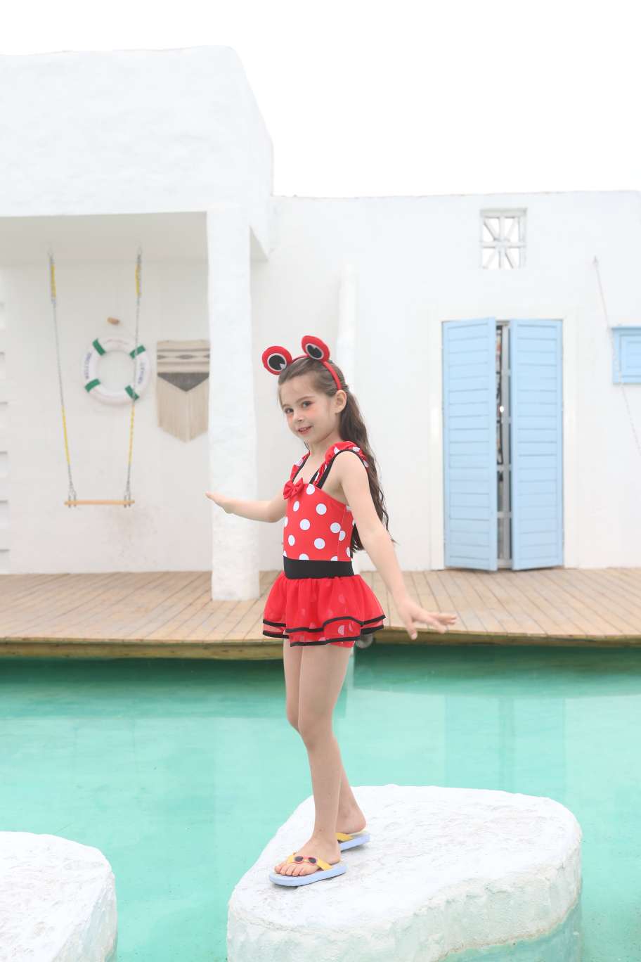 Cute Polka Dot Girls One-Piece Swimsuit 2031# Specification drawing