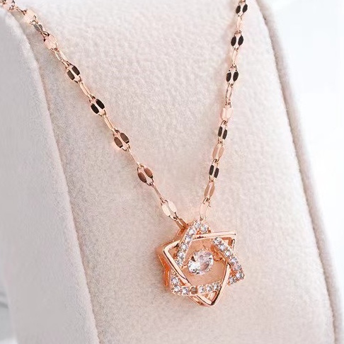 Vintage classic environmental protection color collarbone chain necklace copper micro-inset rose gold platinum 2606