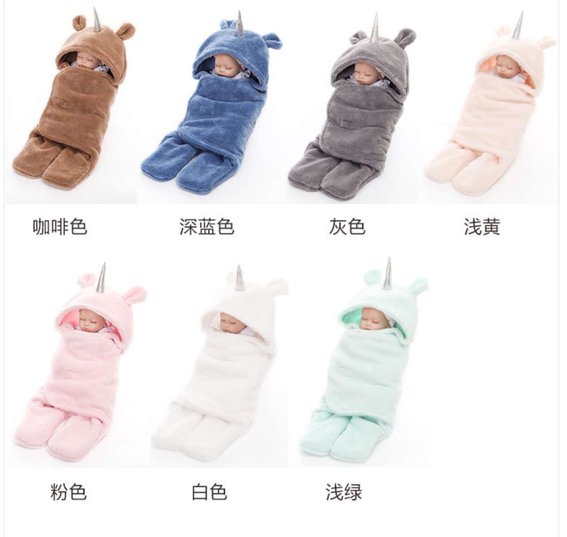 Double-layer lambskin unicorn swaddling baby blanket, plain wrapping blanket, baby warm blanket detail image 6