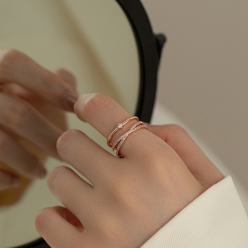 An open ring for women, a fashionable and individualistic stacked index finger ring, a new trendy Japanese light luxury decoration that can be adjusted Item Picture
