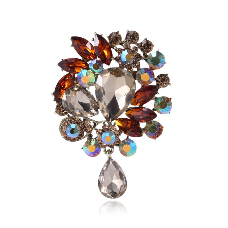 Selling crystal acrylic alloy vintage flower brooch temperament of famous ladies clothing accessories manufacturers