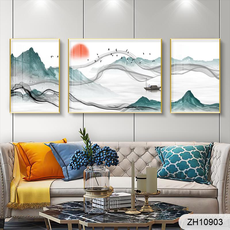 Modern simple ink landscape lines living room decoration