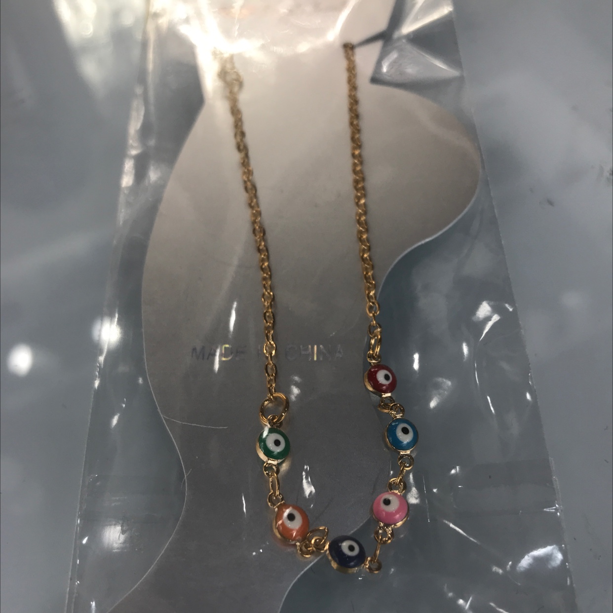 爆款沙金眼睛脚链女士18k仿金饰品封油不掉色