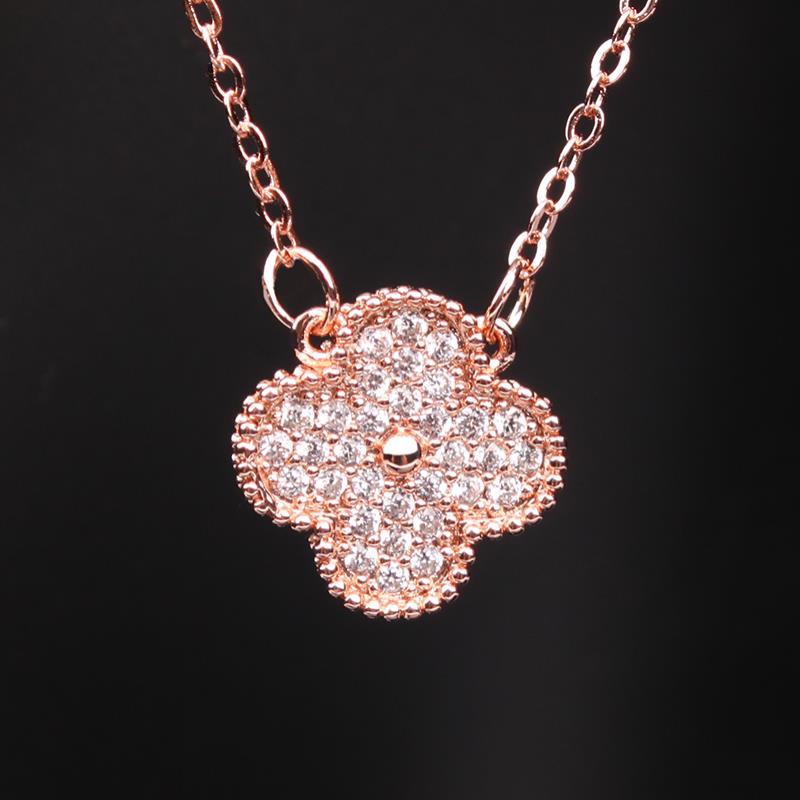 Vintage classic environmental protection color collarbone chain necklace copper micro-inlaid rose gold platinum 2680