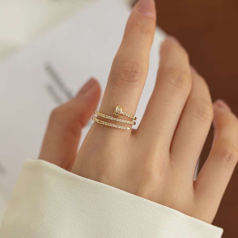 The new Instagram trendy multi-layer nail ring with a cold style features a fashionable, individual and niche design details Picture