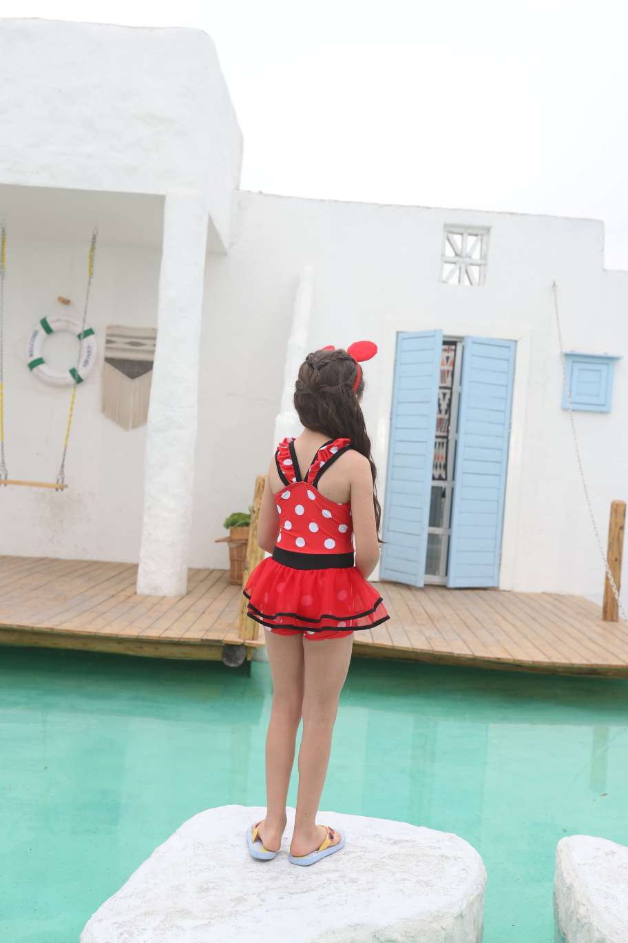 Cute Polka Dot Girls One-Piece Swimsuit 2031# Item Picture