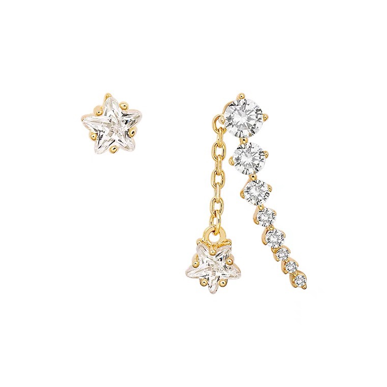 Small large sequence star asymmetrical earrings