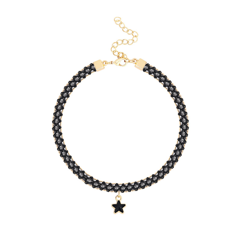 FLY926 Korean version choker Neck Chain Female collarbone chain short neck strap Black dark tie Mnet red decorative necklace trend