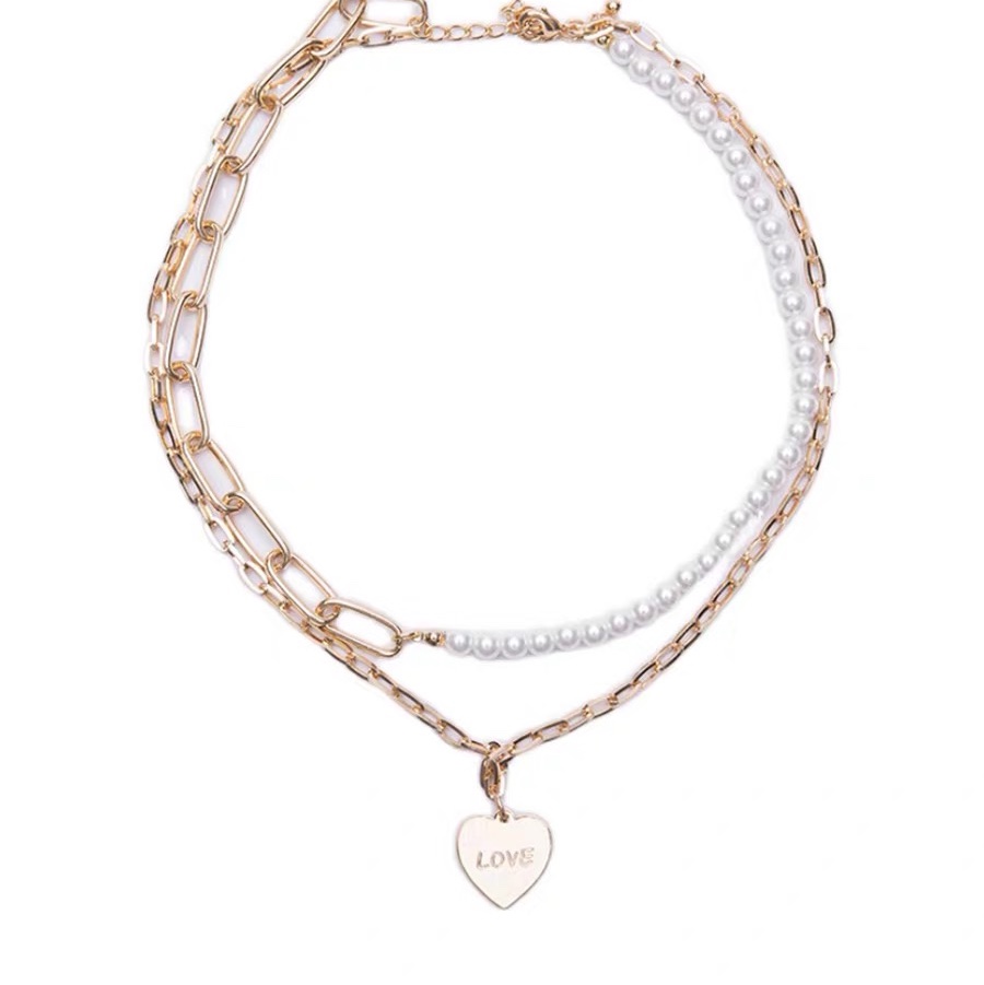 Vintage classic environmental protection color collarbone chain necklace Copper micro-inlaid rose gold platinum 2650